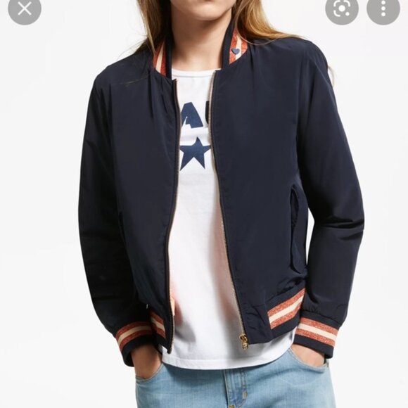 Scotch & Soda NWOT Women's Fruity Friday Bomber Jacket Size L Navy